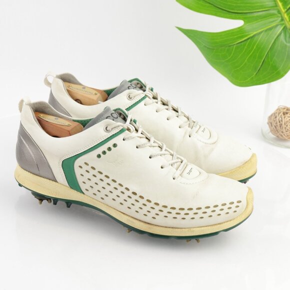 Ecco Mens Biom G2 Golf Shoes Size 43 9 Waterproof White Yak Sneakers Soft Spikes - Picture 2 of 13